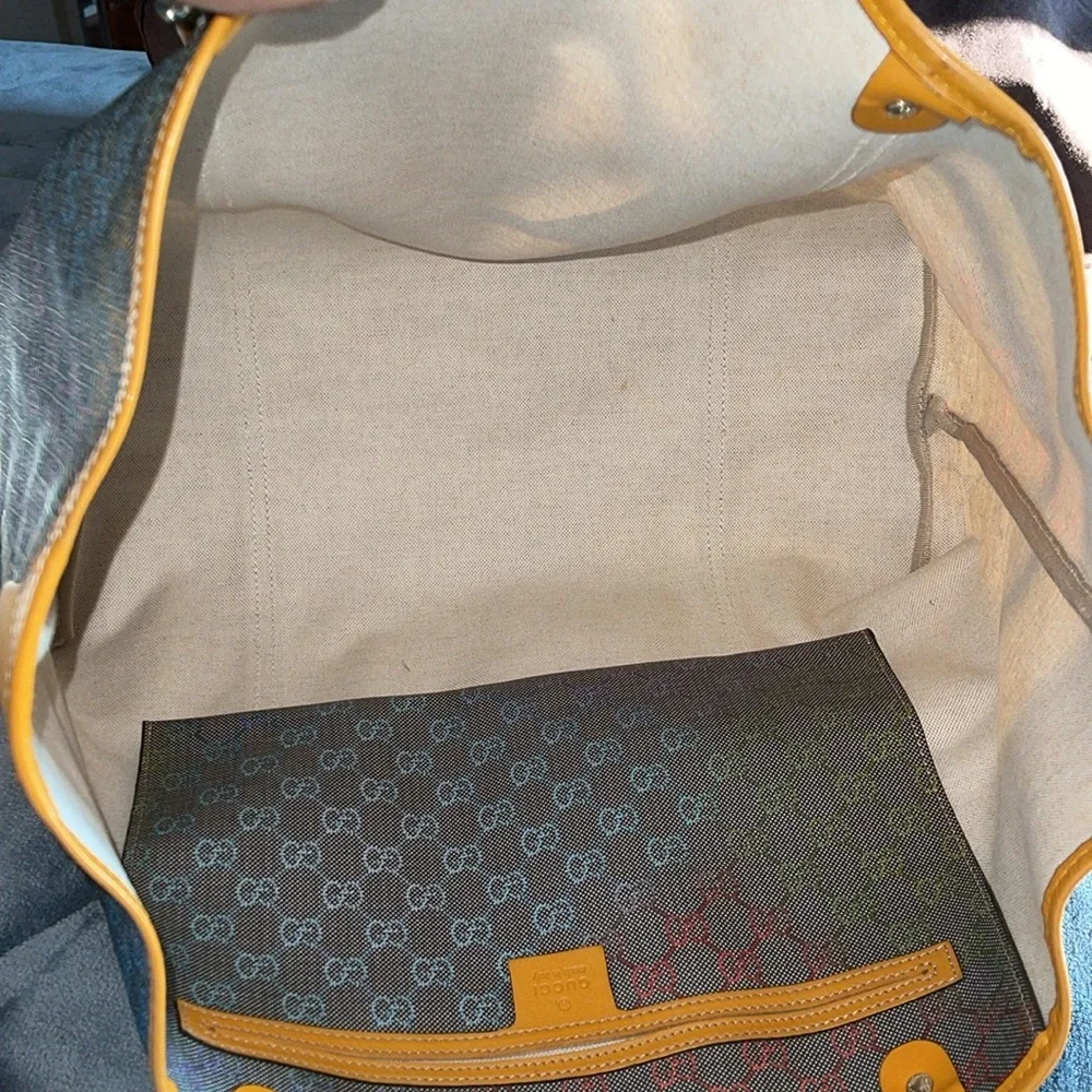Sold Preloved Gucci tote bag pristine condition gorgeous grey with multi color - Picture 13 of 15